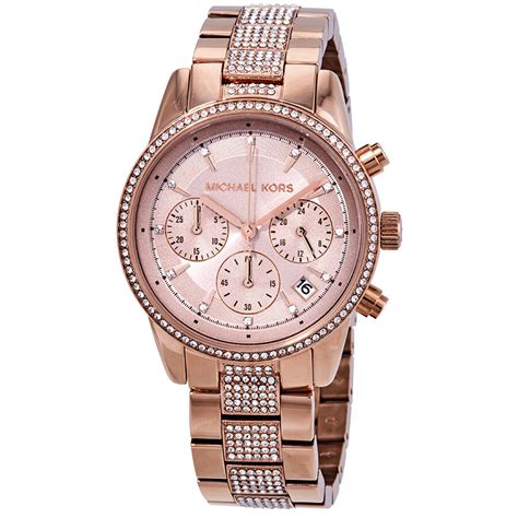 michael kors ritz pavé chronograph watch|Michael Kors Women's Chronograph Ritz Rose Gold.